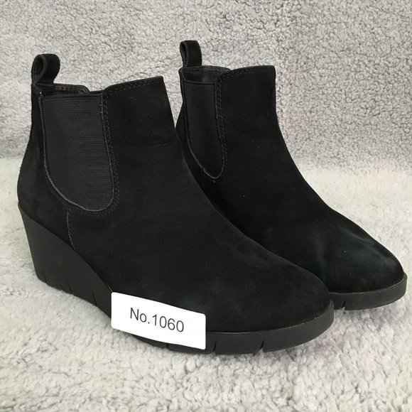 Cliffs Boots Womens 8.5 Suede Wedge Ankle Elastic Band 2.5" Heels Black - Picture 12 of 12